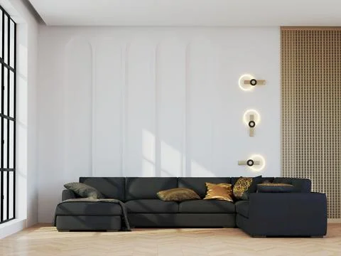 3d render of beautiful interior design, mock Stock-Illustration