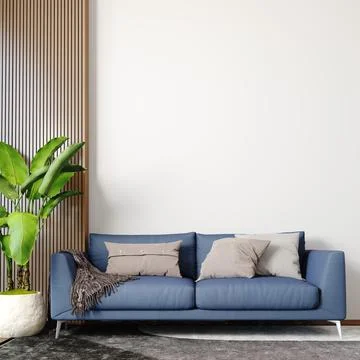 3d render of beautiful interior design, mock with empty frame Illustrazione stock