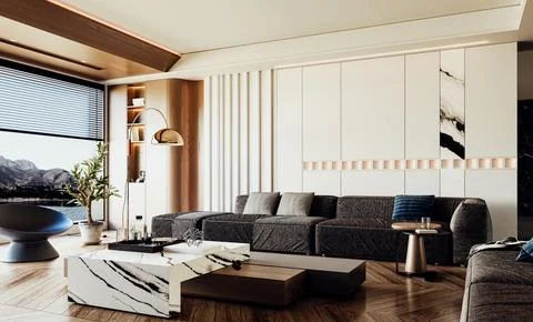 3d render of beautiful interior design Stock Illustration