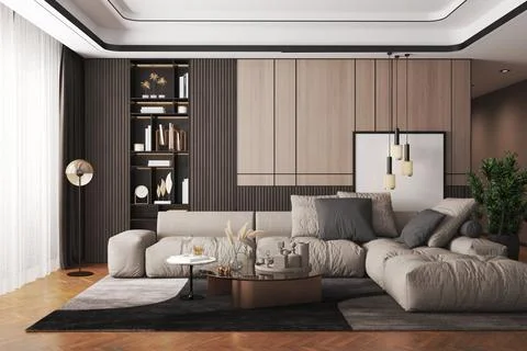 3d render of beautiful interior design Stock Illustration