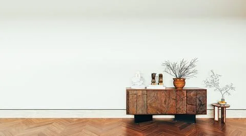 3d render of beautiful interior design, mock with empty frame Stock Illustration