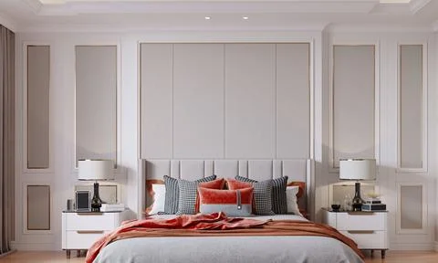 3d render of beautiful interior design, mock with empty frame Stock Illustration