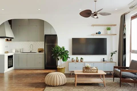 3d render of beautiful interior design Stock Illustration