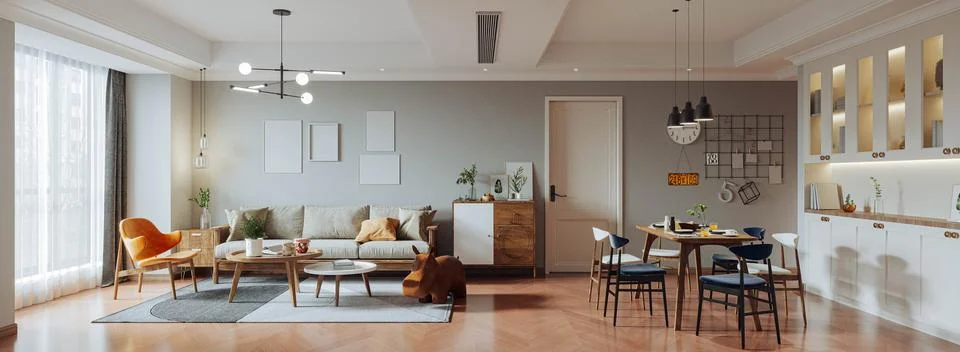 3d render of beautiful interior design Stock Illustration