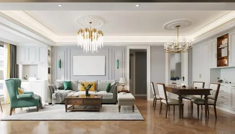 3d render of beautiful interior design Illustrazione stock