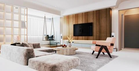 3d render of beautiful interior design Stock Illustration