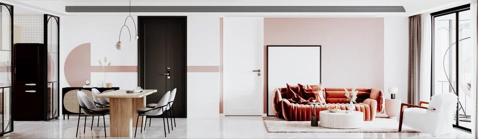 3d render of beautiful interior design Stock Illustration