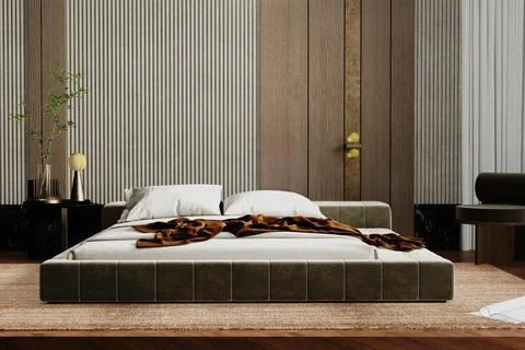 3d render of beautiful interior design, bedroom Stock Illustration