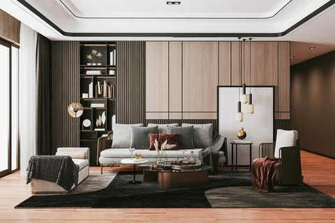 3d render of beautiful interior design Stock Illustration