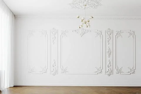 3d render of beautiful interior design, mock with empty frame Illustrazione stock