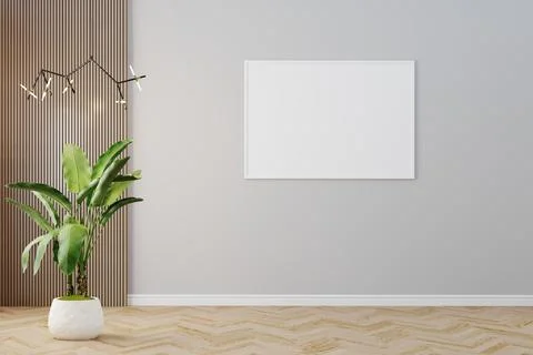 3d render of beautiful interior design, mock with empty frame Illustrazione stock