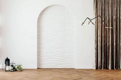 3d render of beautiful interior design, mock with empty frame Stock Illustration