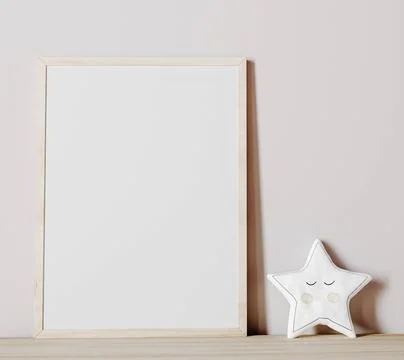 3d render of beautiful interior design, mock with empty frame Stock Illustration