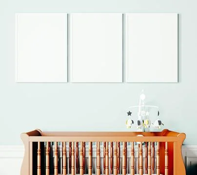 3d render of beautiful interior design, mock with empty frame Stock Illustration