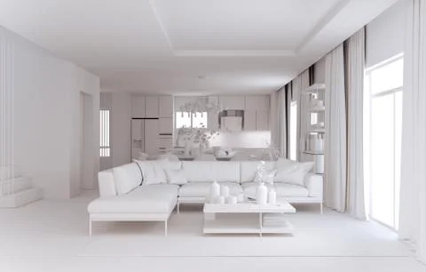 3d render of beautiful interior render Illustrazione stock