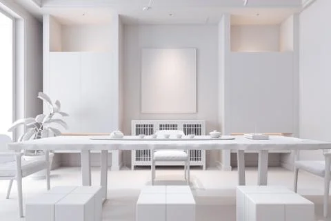 3d render of beautiful interior render 库存插图