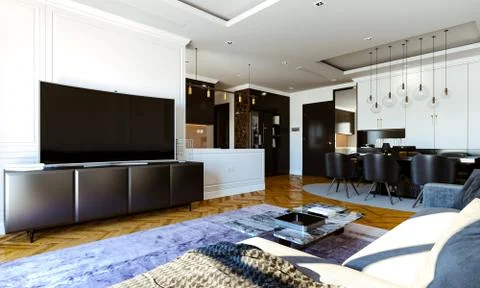 3d render of beautiful interior render Stock Illustration