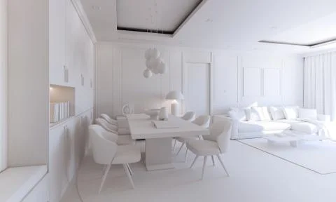 3d render of beautiful interior render Stock Illustration