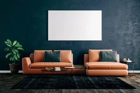 3d render of beautiful interior with sofa and wooden floor Stock Illustration