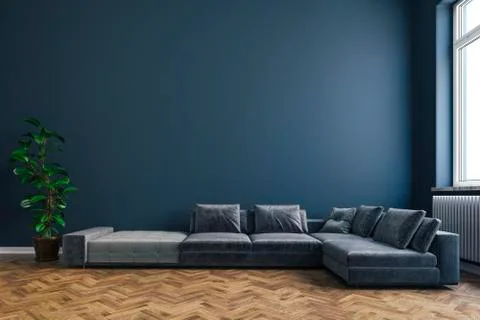 3d render of beautiful interior with sofa and wooden floor Stock Illustration