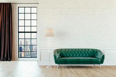 3d render of beautiful interior with sofa and wooden floor Stock Illustration