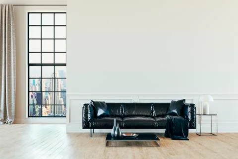 3d render of beautiful interior with sofa and wooden floor Stock Illustration