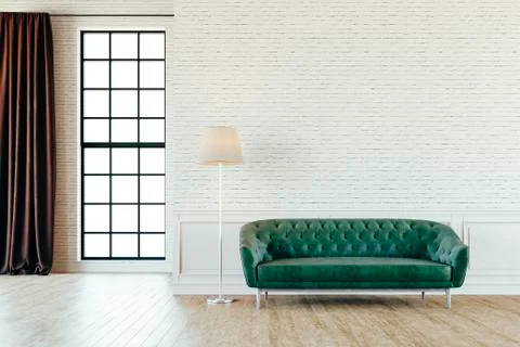 3d render of beautiful interior with sofa and wooden floor Stock Illustration