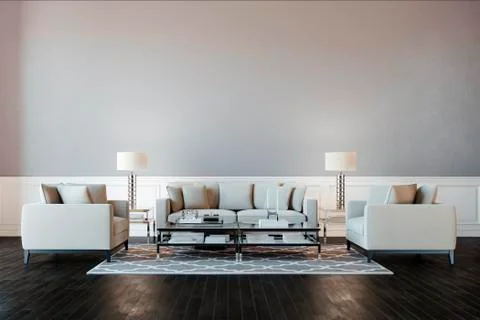 3d render of beautiful interior with sofa and wooden floor Stock Illustration