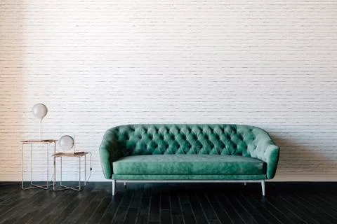 3d render of beautiful interior with sofa and wooden floor Stock Illustration