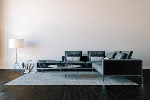 3d render of beautiful interior with sofa and wooden floor Stock Illustration