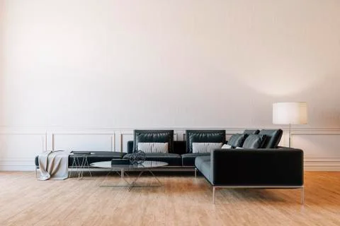 3d render of beautiful interior with sofa and wooden floor Stock Illustration