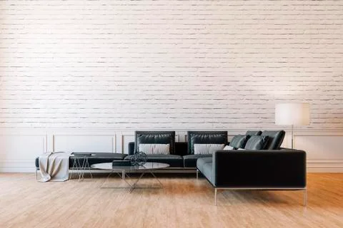 3d render of beautiful interior with sofa and wooden floor Stock Illustration