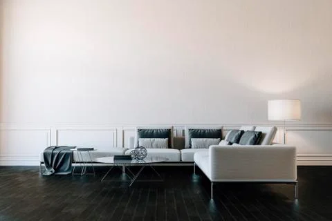 3d render of beautiful interior with sofa and wooden floor Stock Illustration