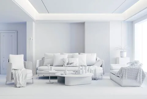 3d render of beautiful interior with sofa and chairs Stock Illustration