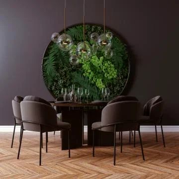 3d render of beautiful interior with table and chair Stock Illustration