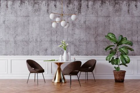 3d render of beautiful interior with table and chairs Stock Illustration