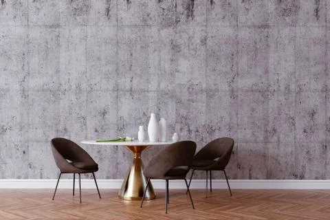 3d render of beautiful interior with table and chairs Stock Illustration