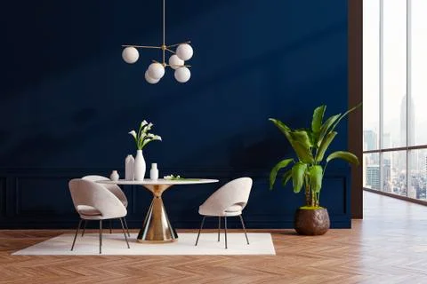 3d render of beautiful interior with table and chairs Stock Illustration