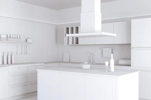 3d render of beautiful kitchen Stock Illustration