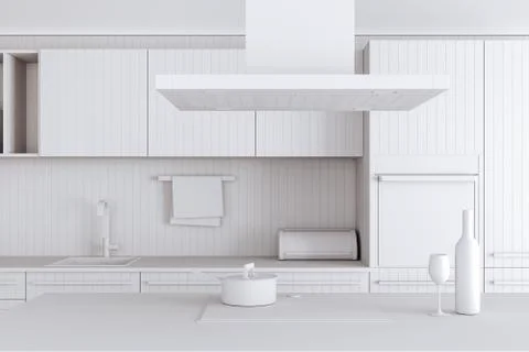 3d render of beautiful kitchen Stock Illustration