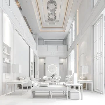 3d render of beautiful luxury home interior Stock Illustration