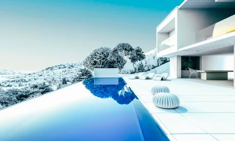 3d render of beautiful modern house exterior Stock Illustration