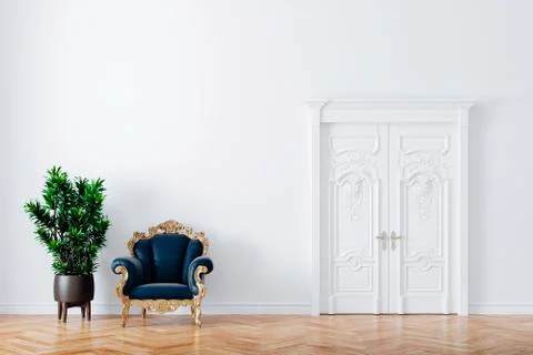 3d render of beautiful vintage interior with two leather armchairs and a plan Stock Illustration