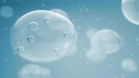 3d render beauty background with bubbles. Macro shot with close up on a water Stock Illustration