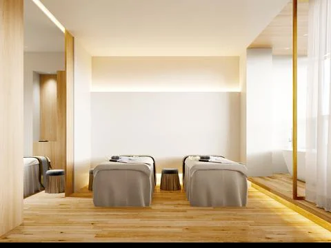 3d render beauty salon, spa and massage center 스톡 일러스트