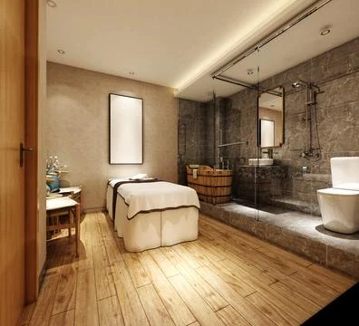 3d render beauty salon, spa and massage center Stock Illustration
