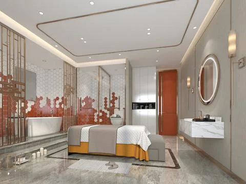 3d render beauty salon, spa and massage center Stock Illustration