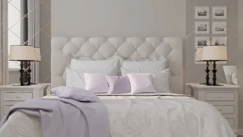 3d render of a bedroom in a classic style Stock Footage 103421155