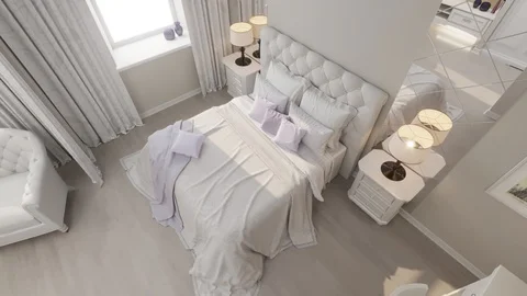 3d render of a bedroom in a classic style Stock Footage 103421156