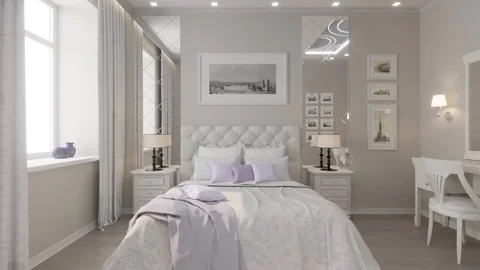 3d render of a bedroom in a classic style Stock Footage 103991258